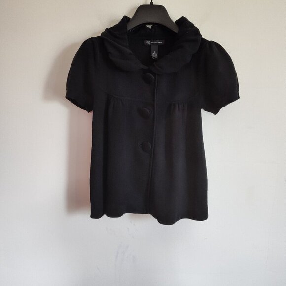 Ladies SZ S Inc Black Button Front Short-Sleeve Sweater - Picture 1 of 4